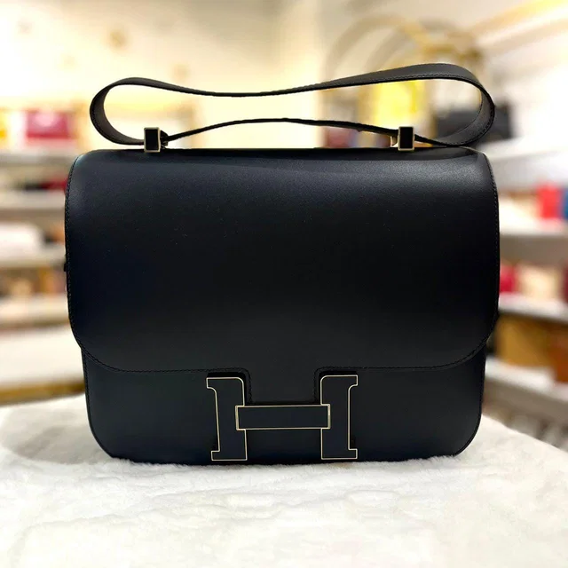 Hermès Constance Cartable Veau Sombrero II 89 Noir in Black Calfskin from Luxury Promise