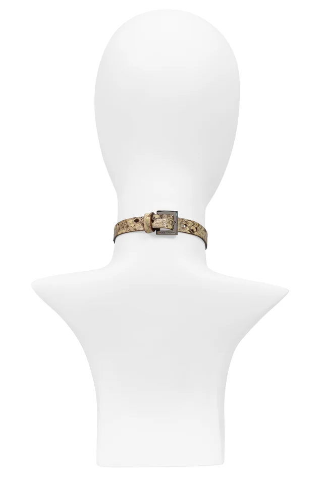Dolce & Gabbana Natural Snake-effect Leather Choker Necklace With Chrome in Beige Leather from Resurrection Vintage, photo 2 of 2