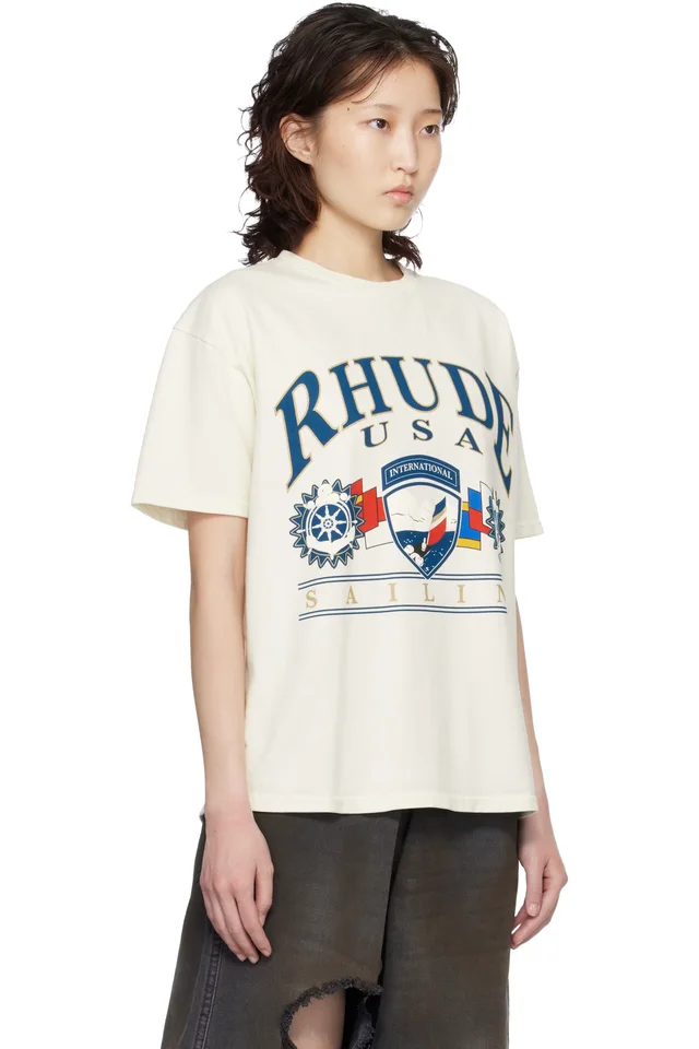 Rhude Off-White USA Sailing Icon T-shirt, photo 2 of 4 from SSENSE