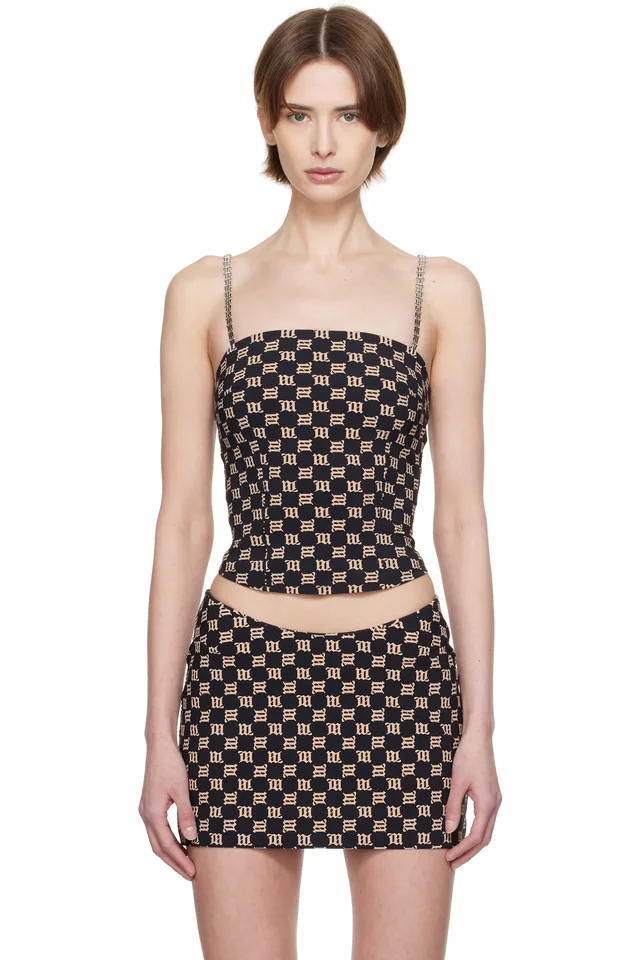 MISBHV Black Monogram Spaghetti Top, image 1 of 1 from SSENSE