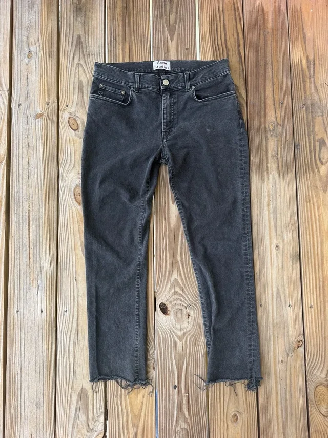 Acne Studios Thin Used Noir Black Jeans With Raw Hem in black from Poshmark