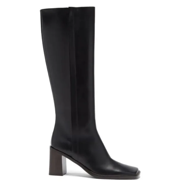 The Row Patch Calfskin Tall Zip Boots in black|brown|red Calfskin from Poshmark