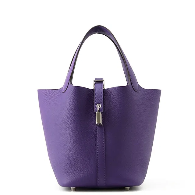 Hermès Handbag Picotin Lock PM Purple Silver Taurillon Clemence in Purple Clemence leather from The Reluxe