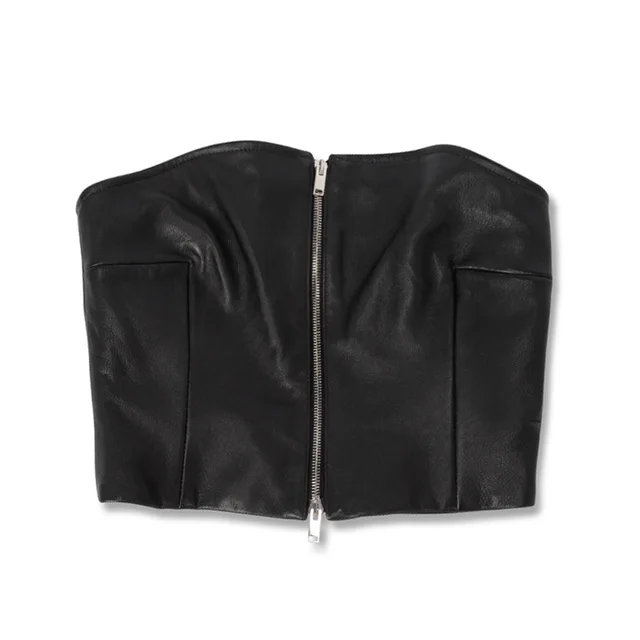 Khaite Ira Bustier Top US 4 in Black Lambskin from Blue Spinach