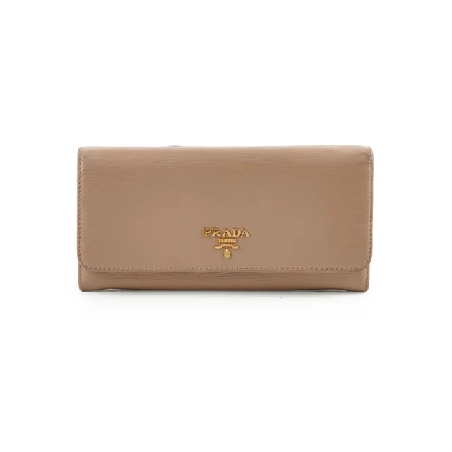 Prada Long Leather Wallet Large Beige in Beige Leather from The Purse Affair