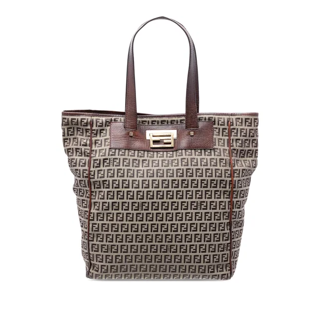 Beige Fendi Zucchino Canvas Tote in Beige Canvas from Designer Revival