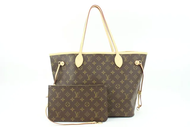 Louis Vuitton Beige x Monogram Neverfull MM Tote with Pouch in Beige Canvas from Bagriculture