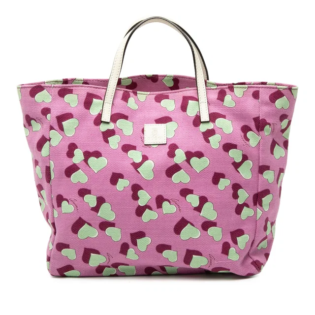Pink Gucci Kids Canvas Heartbeat Tote in Pink Canvas from Designer Revival