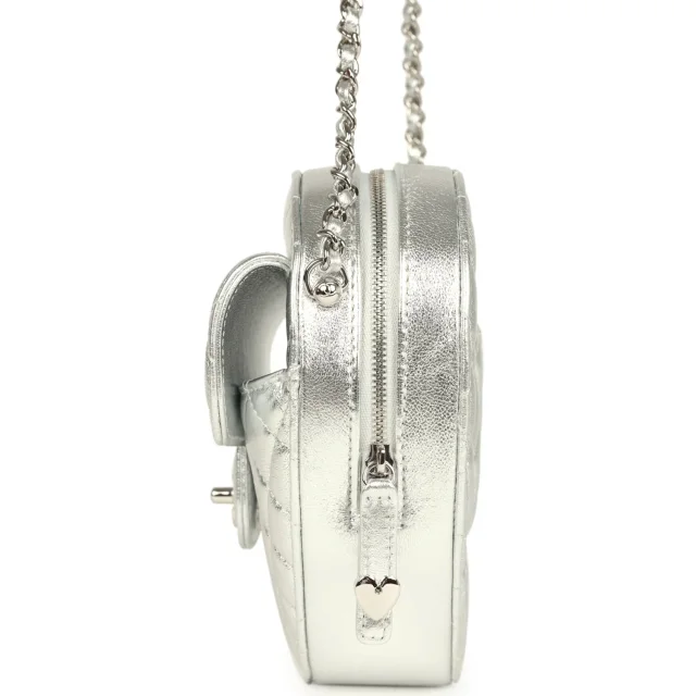 Chanel CC In Love Large Heart Bag in Silver Lambskin from Madison Avenue Couture, photo 3 of 9