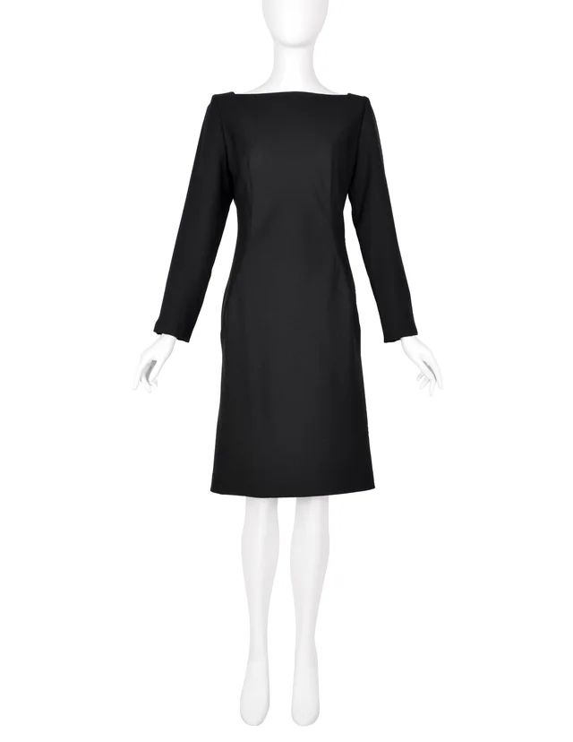 Givenchy by John Galliano Vintage AW 1996 Black Wool Crepe Dress in Black Wool from Amarcord Vintage Fashion