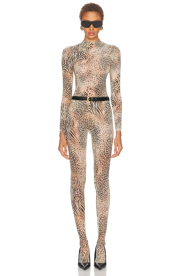 SKIMS Milky Sheer Mock Neck Long Sleeve Bodysuit in Beige, photo 2 of 2 from FWRD