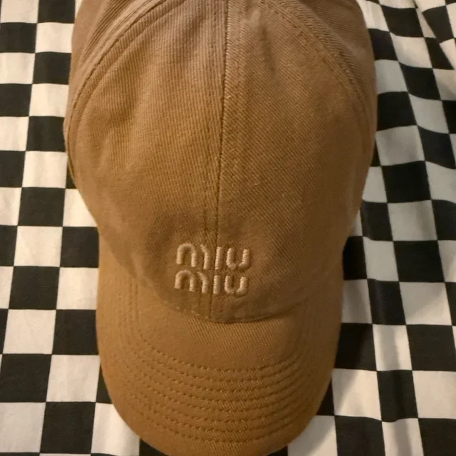 Miu Miu Tan And Black Logo Strap Baseball Cap in brown|neutral Leather from Poshmark