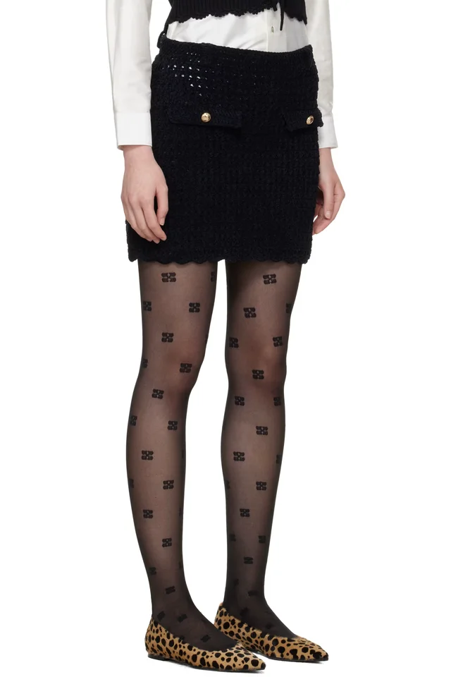 GANNI Black Crochet Miniskirt, photo 2 of 4 from SSENSE