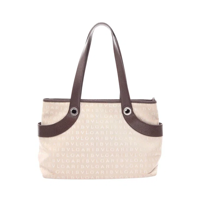 Bvlgari Logo Mania Canvas Leather Tote Bag in Canvas from LuxUness