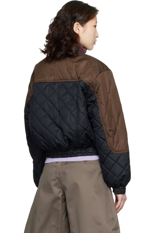 Meryll Rogge Black & Brown Quilted Track Bomber Jacket, photo 3 of 4 from SSENSE