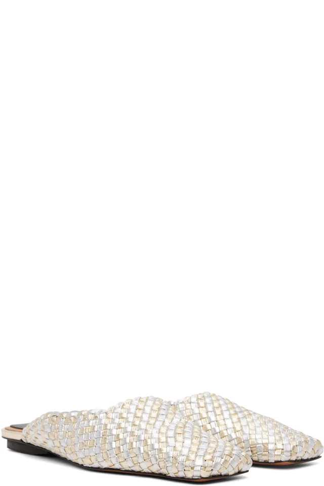 Stella McCartney Silver & Gold Metallic Woven Slip-on Loafers, photo 4 of 5 from SSENSE