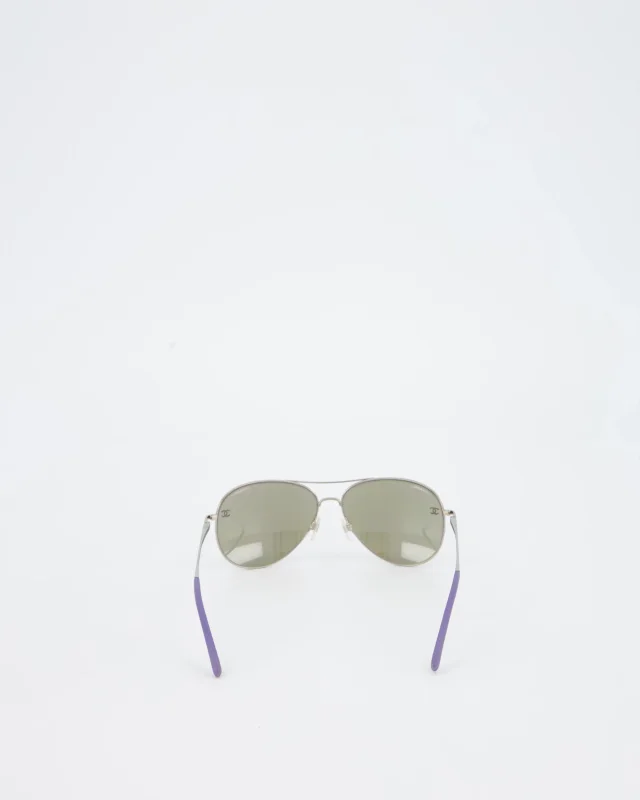 Chanel Silver and Purple Pilot CH4189TQ Sunglasses with CC Logo Detail in Purple from Sellier, photo 5 of 7
