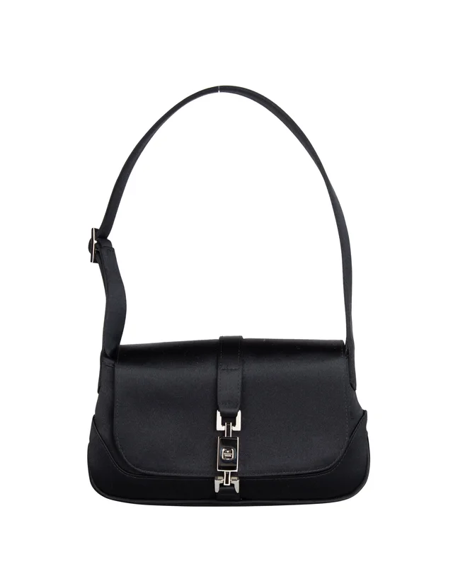 Gucci Vintage Tom Ford Era Black Satin Mini Jackie Evening Bag from Amarcord Vintage Fashion