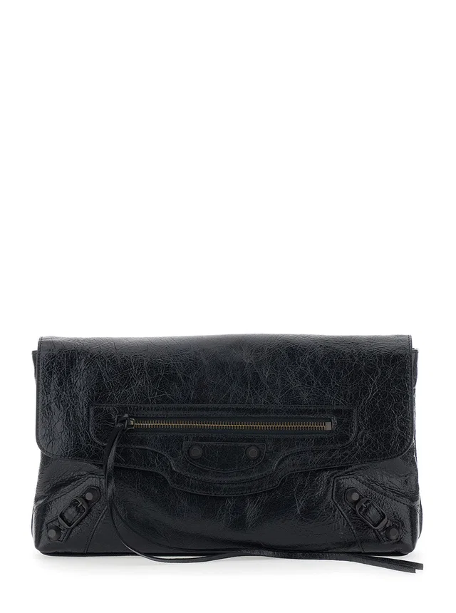 Balenciaga Le City Clutch — Black Leather in Black Leather from HEWI