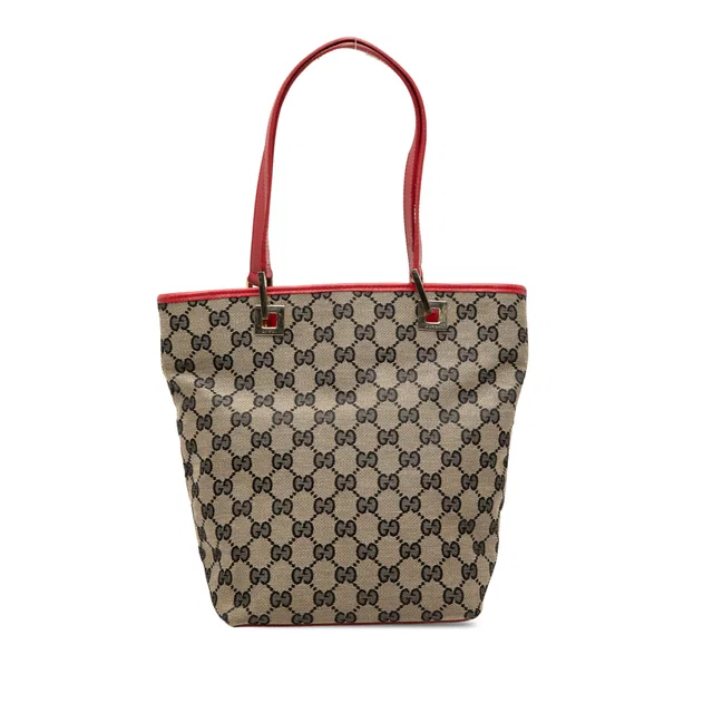 Red Gucci GG Canvas Tote in Red Canvas from Designer Revival