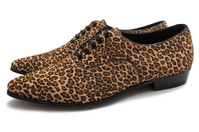 Celine Shoes Leather Brown Derby Jacno Leo Print Hair Sole in Brown Leather from The Reluxe