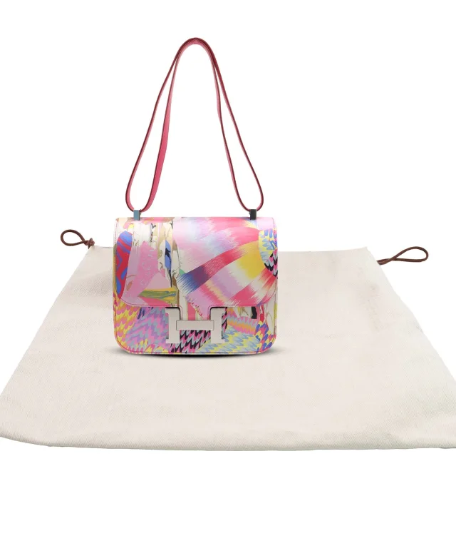 Hermès Constance 24 Limited Edition Rose Mexico Swift and Marble Silk PHW in Pink Swift leather from Luxury Promise, photo 10 of 10