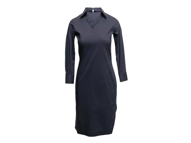 Navy Celine Long Sleeve Collared Dress Size US S in Navy from Designer Revival