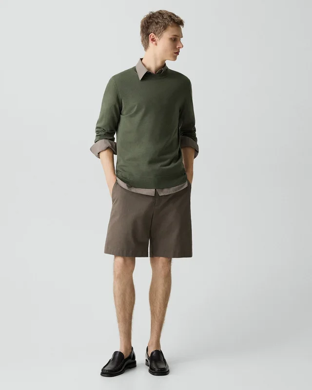 Theory Crewneck Sweater in Regal Wool in LIGHT IVY 100% Wool; Exclusive Of Elastic, photo 12 of 12 from Theory