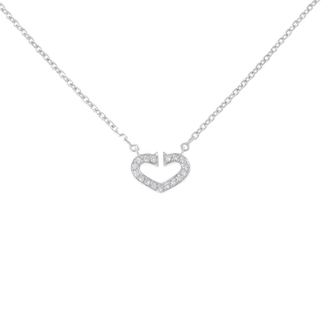 Cartier C Heart 18K White Gold Diamond Necklace in White from LuxUness