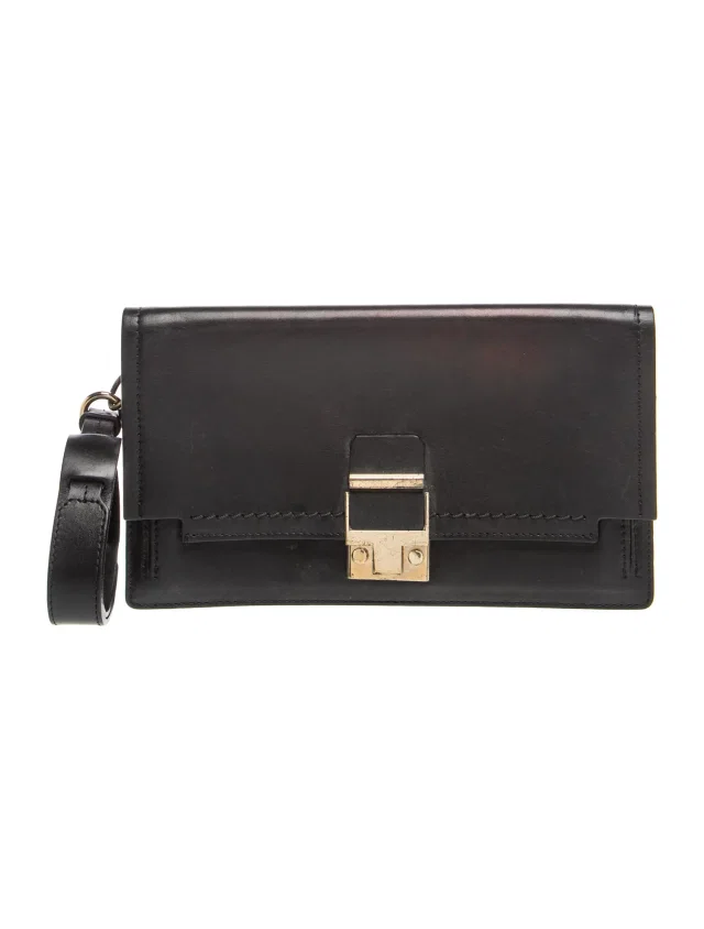 Lanvin Leather Clutch in black Leather from The RealReal