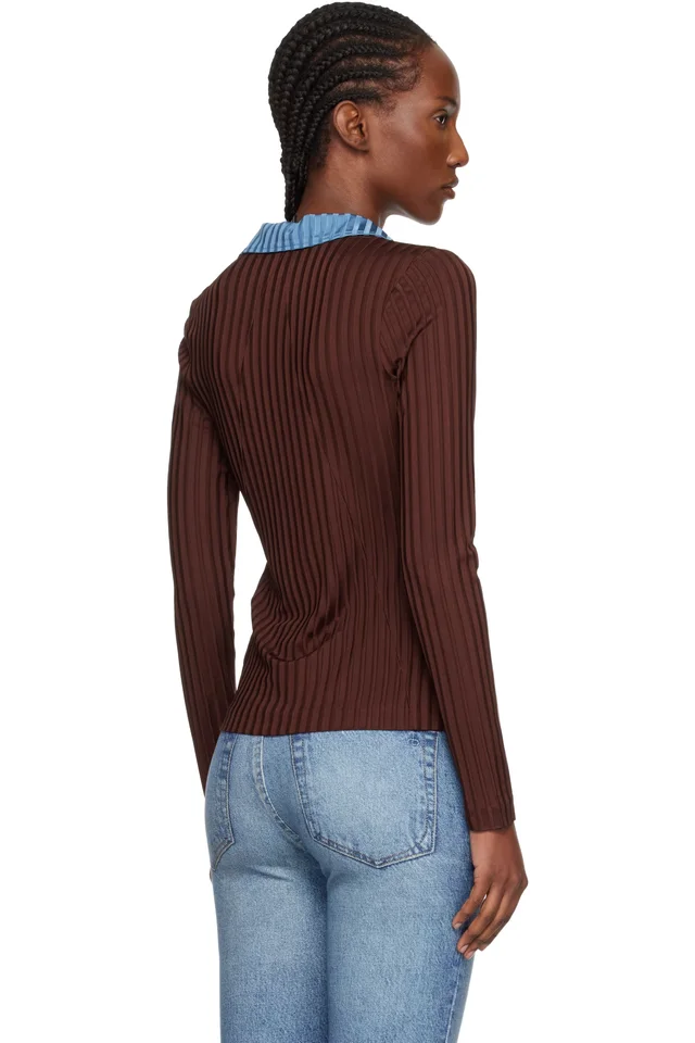 rag & bone Burgundy Natalia Colorblock Long Sleeve Polo, photo 3 of 4 from SSENSE