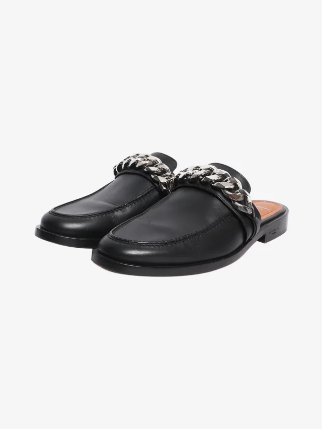 Givenchy Black chain-link flat mules - size EU 39 in Black Leather from Sign of the Times, photo 2 of 7