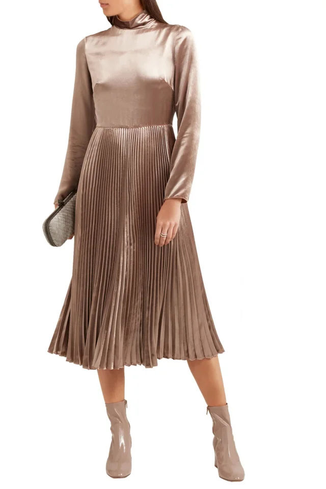 Valentino Garavani Pleated Velvet Turtleneck Midi Dress, photo 2 of 7 from THE OUTNET