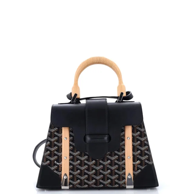 Goyard Saigon Top Handle Bag Coated Canvas with Leather PM in black Coated canvas from Rebag