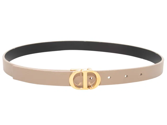 Tan & Black Christian Dior Reversible Logo Belt Size US S in Black Leather from Designer Revival