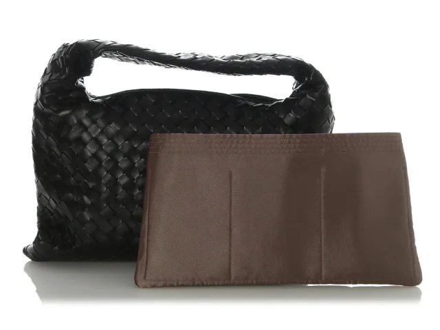 Bottega Veneta Small Black Intrecciato Hop Bag in Black Woven leather from Ann's Fabulous Finds, photo 2 of 10