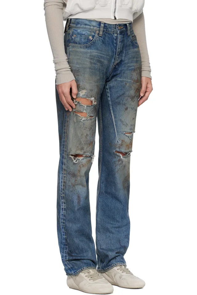 Rick Owens DRKSHDW Blue Temple Kurdt Jeans, photo 2 of 4 from SSENSE
