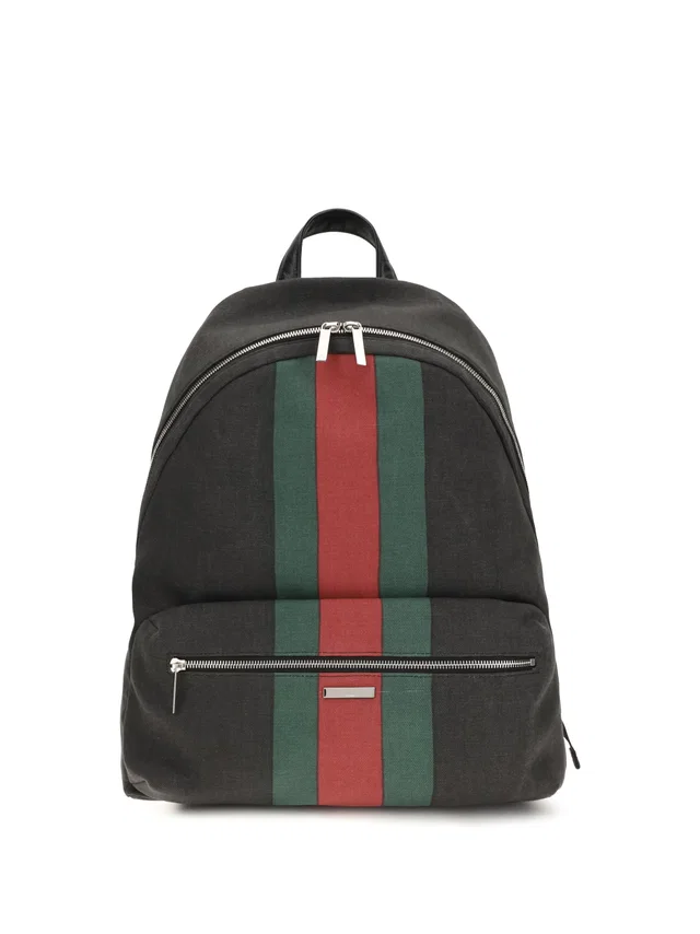 Gucci Web-Striped Fabric Backpack — Black in Black from HEWI