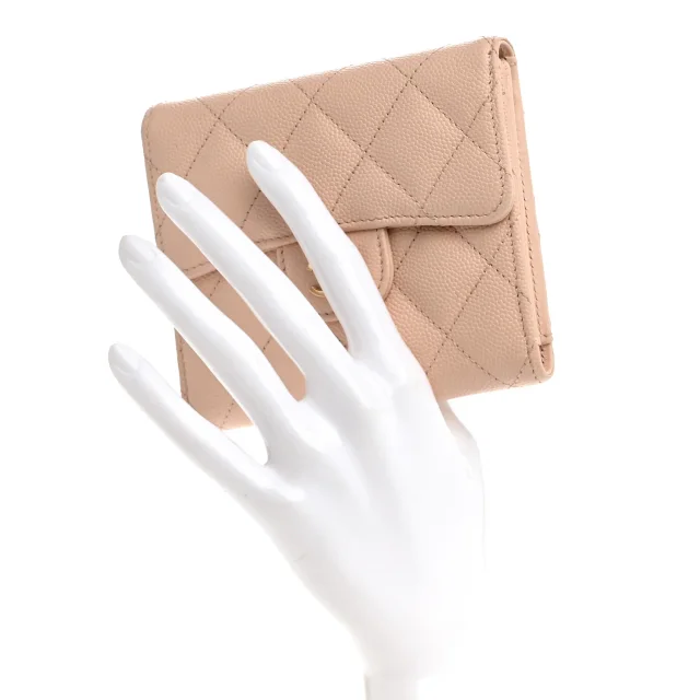 Chanel Caviar Quilted Compact Flap Wallet Beige in Beige Caviar leather from FASHIONPHILE, photo 2 of 8