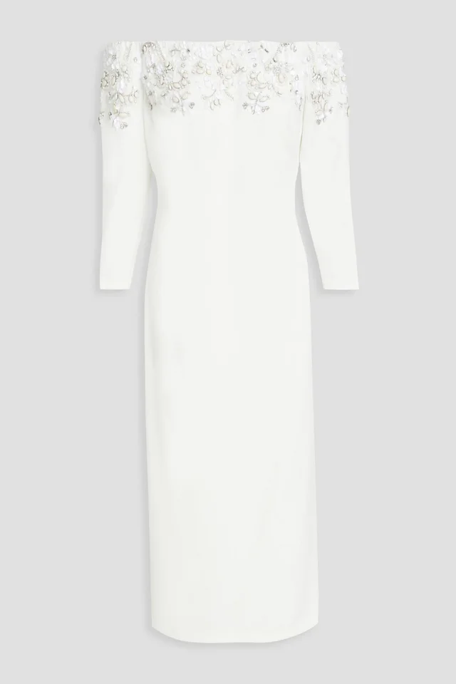 Badgley Mischka Off-the-Shoulder Embellished Crepe Midi Dress from THE OUTNET, photo 1 of 1