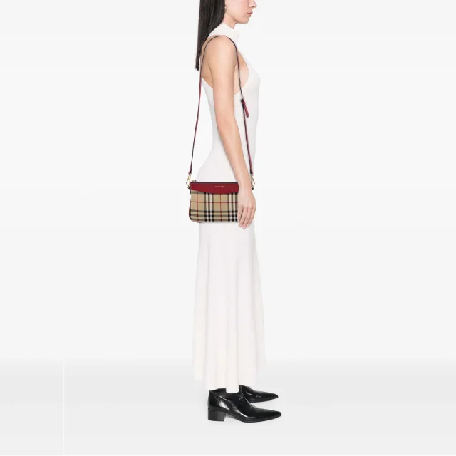 Beige Burberry Haymarket Check Canvas Peyton Crossbody in Beige Canvas from Designer Revival, photo 6 of 6