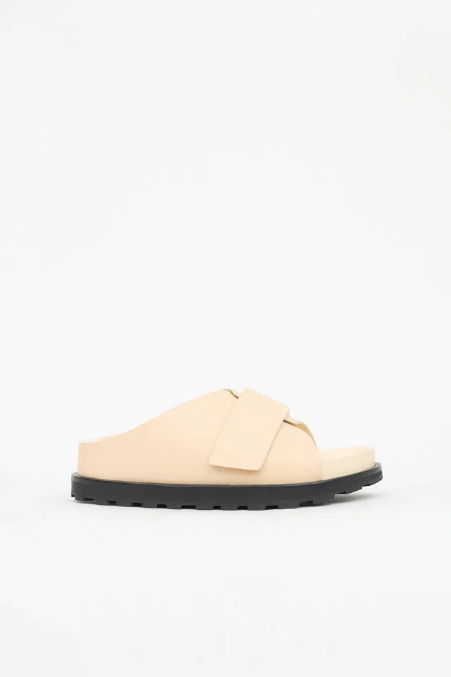 Jil Sander Cross Strap Slide in Leather from VSP Consignment
