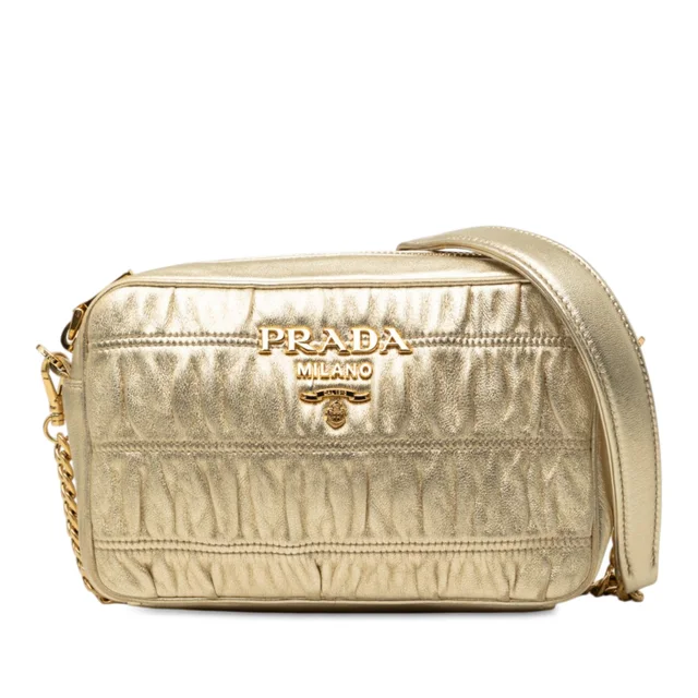 Gold Prada Nappa Gaufre Camera Bag in Gold Nappa leather from Designer Revival