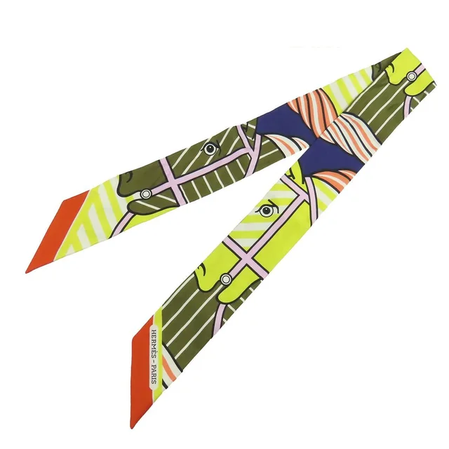 Hermès Twilly 05 Bronzex Violetx Jaun Silk Quadrige Baydadere Scarf in Silk from The Reluxe