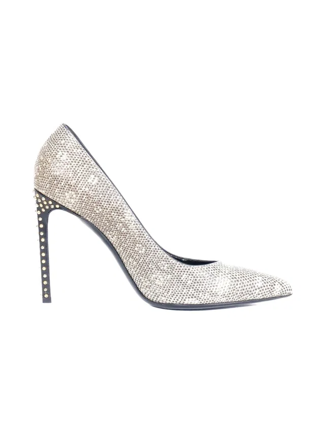 Saint Laurent Lizard Studded Pumps, 38.5 in Lizard from Arcade Vintage