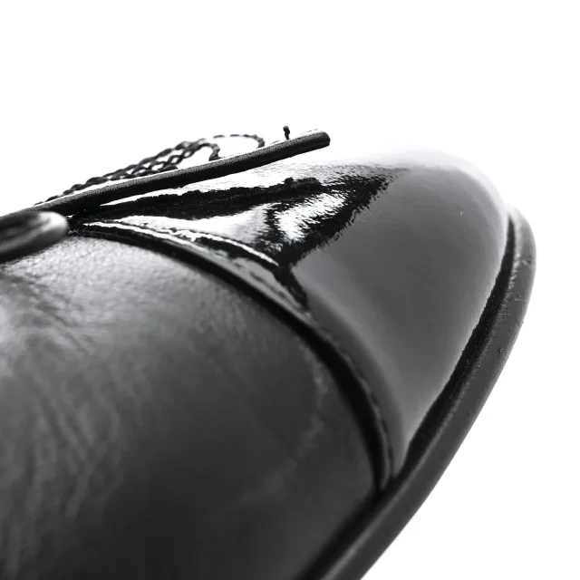 Chanel Patent Cap Toe Ballerina Flats 39.5 Black in Black Lambskin from FASHIONPHILE, photo 16 of 18