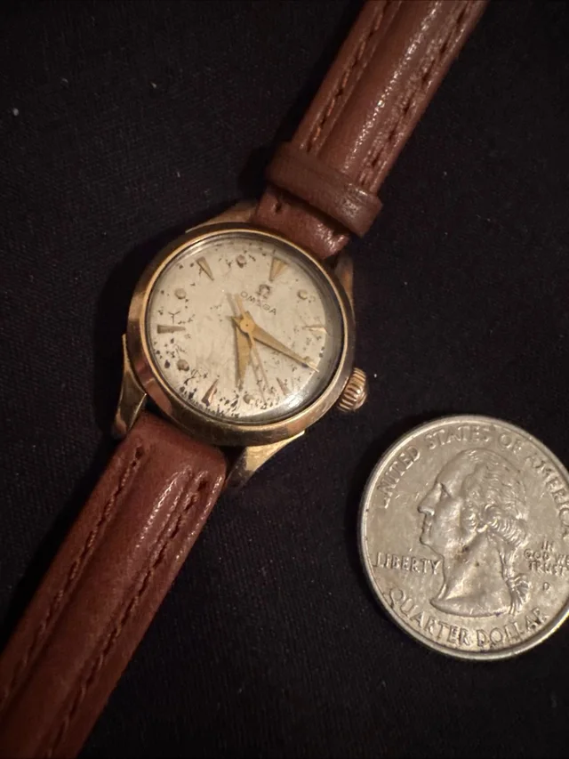 Omega Ladies Gold Tone Watch With Brown Strap in gold|brown|red Leather from Poshmark