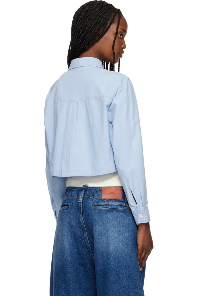 Maison Kitsuné Blue Baby Fox Cropped Shirt, photo 3 of 4 from SSENSE