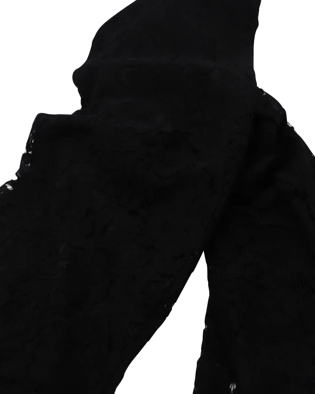 Diane von Furstenberg Kyara Tux Lace Jumpsuit in Black Cotton in Black, photo 3 of 6 from ShopSimon