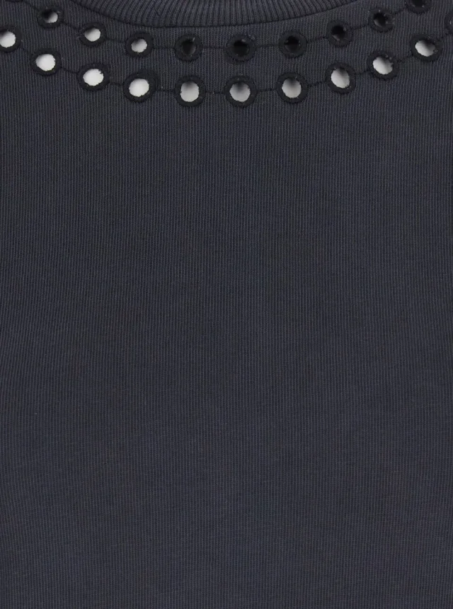 MARANT ETOILE 'Orlane' black dress with Round Neck and Sangallo Details in Cotton for Women in Black, photo 5 of 6 from Gaudenzi Boutique